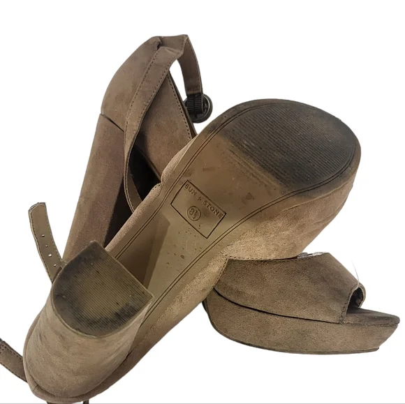 Sun + Stone Reeta Block-heel Platform Sandals Stone 8.5 - Picture 9 of 9